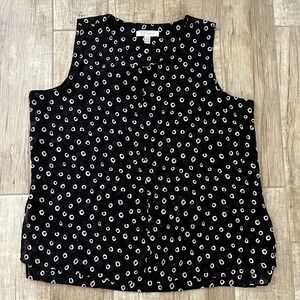 Cristina‎ B Black White Polka Dot Sleeveless Blouse Top Casual